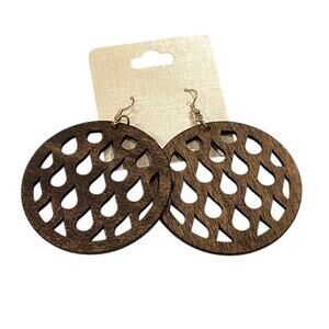 Oversized wood boho earrings